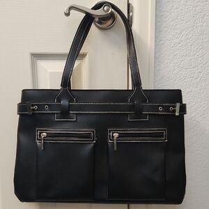 Chic Black Shoulderbag with Silver Accents